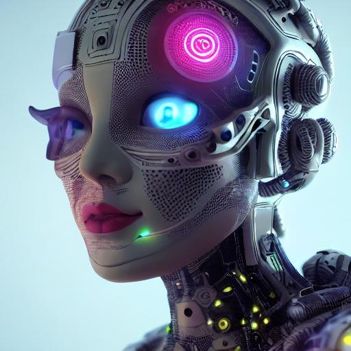 female head Artificial intelligence youtubers 3d art