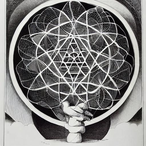 black white and grey sacred geometry a.i. generated art powerful higher power divine energy