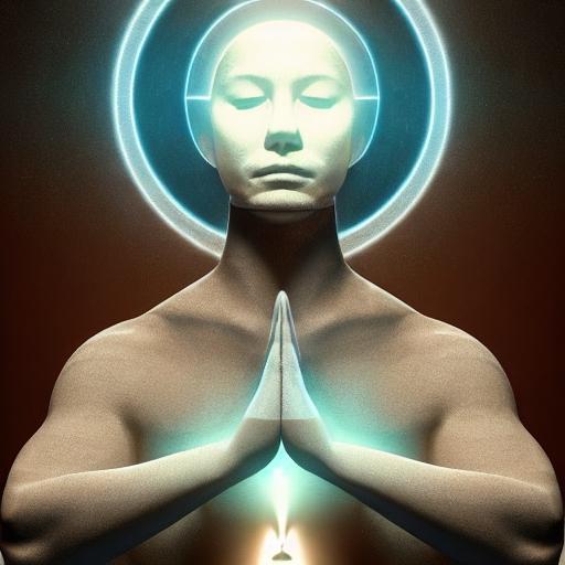 human meditating sacred geometry higher power energy  around heart and head