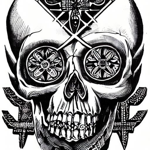  skull and sacred geometry magical ai created art