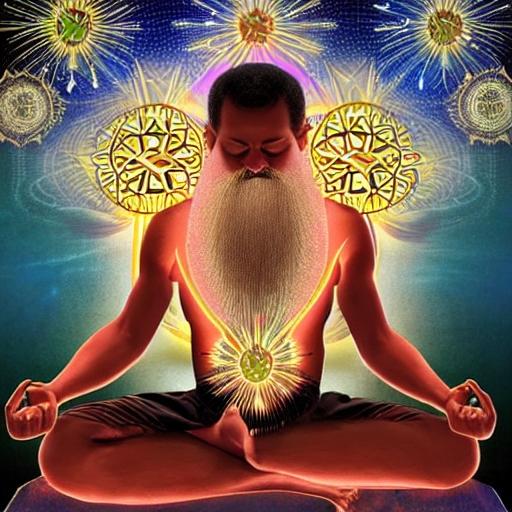 powerful energy man meditating magic sacred geometry 2