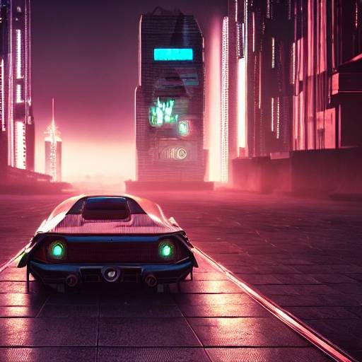 back of sports car futuristic scene pink tone generated by artificial intelligence art